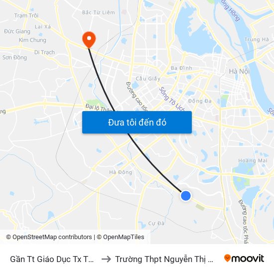 Gần Tt Giáo Dục Tx Thanh Trì to Trường Thpt Nguyễn Thị Minh Khai map