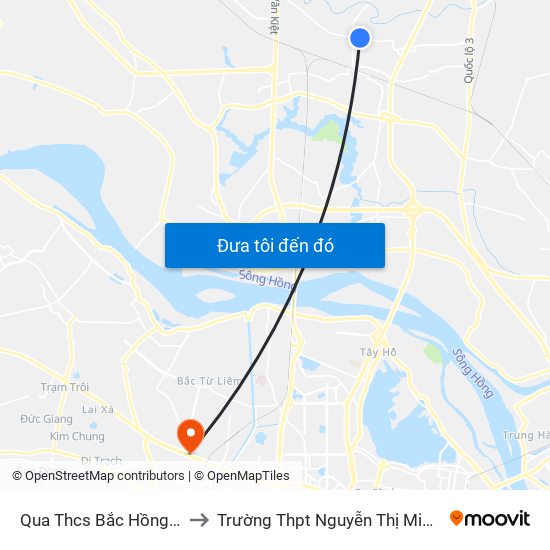 Qua Thcs Bắc Hồng 20m to Trường Thpt Nguyễn Thị Minh Khai map