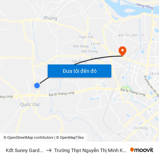 Kđt Sunny Garden to Trường Thpt Nguyễn Thị Minh Khai map