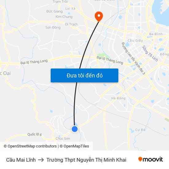 Cầu Mai Lĩnh to Trường Thpt Nguyễn Thị Minh Khai map