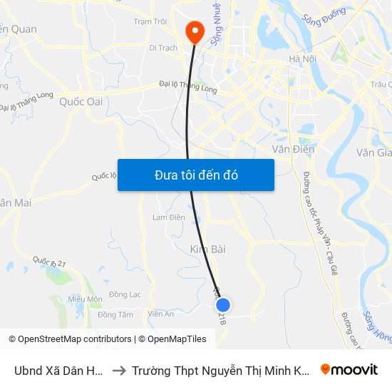 Ubnd Xã Dân Hòa to Trường Thpt Nguyễn Thị Minh Khai map