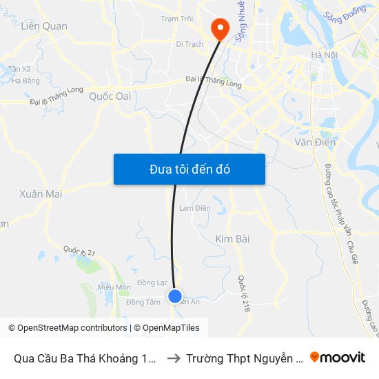 Qua Cầu Ba Thá Khoảng 100m-Tỉnh Lộ 429 to Trường Thpt Nguyễn Thị Minh Khai map