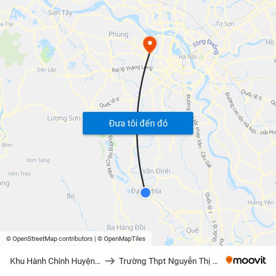 Khu Hành Chính Huyện Mỹ Đức to Trường Thpt Nguyễn Thị Minh Khai map