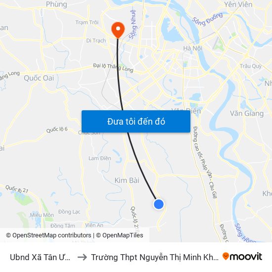 Ubnd Xã Tân Ước to Trường Thpt Nguyễn Thị Minh Khai map