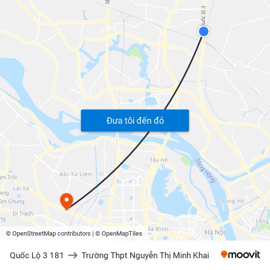 Quốc Lộ 3 181 to Trường Thpt Nguyễn Thị Minh Khai map