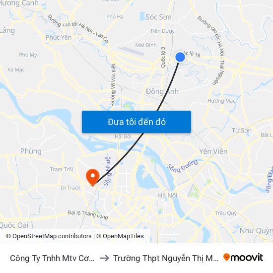 Công Ty Tnhh Mtv Cơ Khí 17 to Trường Thpt Nguyễn Thị Minh Khai map
