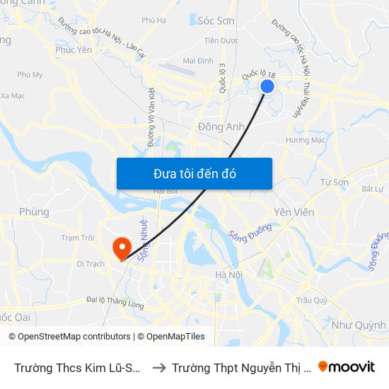 Trường Thcs Kim Lũ-Sóc Sơn-Hn to Trường Thpt Nguyễn Thị Minh Khai map