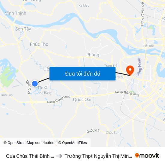 Qua Chùa Thái Bình 10m to Trường Thpt Nguyễn Thị Minh Khai map