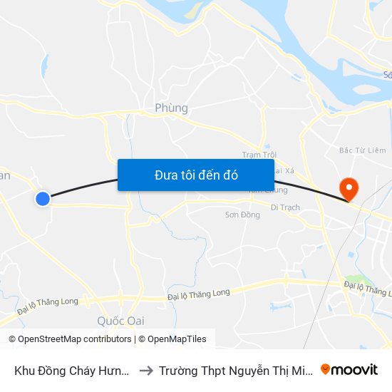 Khu Đồng Cháy Hưng Ngải to Trường Thpt Nguyễn Thị Minh Khai map