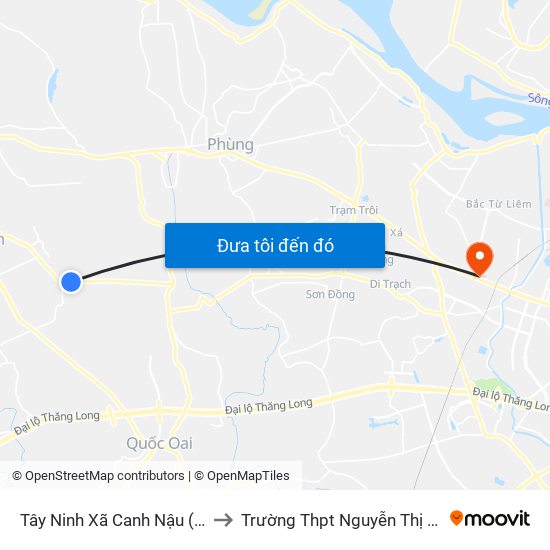 Tây Ninh Xã Canh Nậu (Chiều Đi) to Trường Thpt Nguyễn Thị Minh Khai map