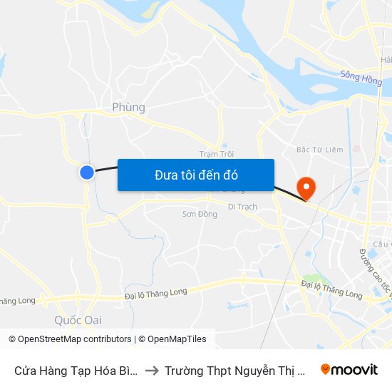 Cửa Hàng Tạp Hóa Bình Kinh to Trường Thpt Nguyễn Thị Minh Khai map