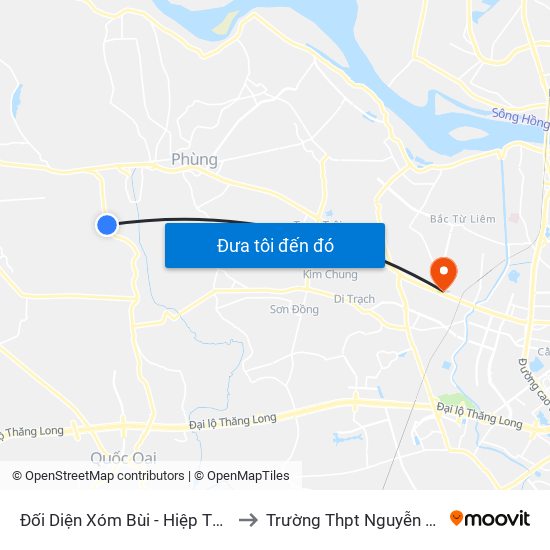 Đối Diện Xóm Bùi - Hiệp Thuận - Phúc Thọ to Trường Thpt Nguyễn Thị Minh Khai map