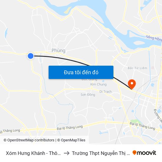 Xóm Hưng Khánh - Thôn Yên Dục to Trường Thpt Nguyễn Thị Minh Khai map