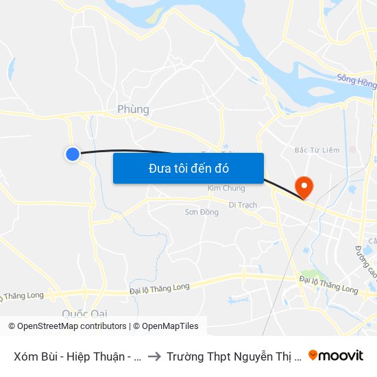 Xóm Bùi - Hiệp Thuận - Phúc Thọ to Trường Thpt Nguyễn Thị Minh Khai map