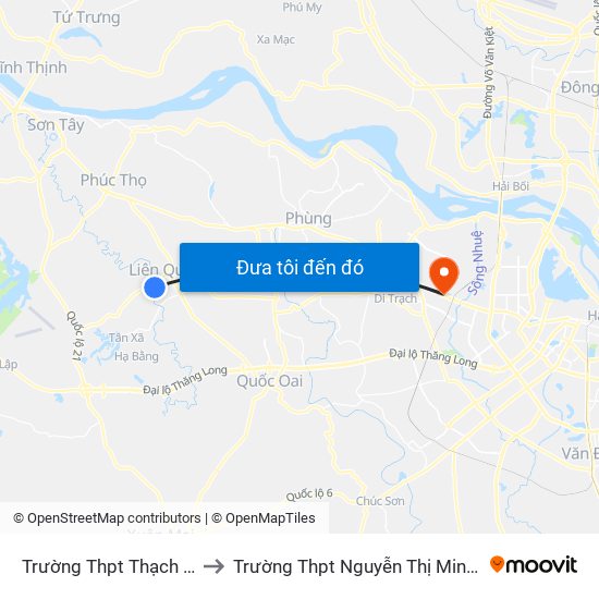 Trường Thpt Thạch Thất to Trường Thpt Nguyễn Thị Minh Khai map