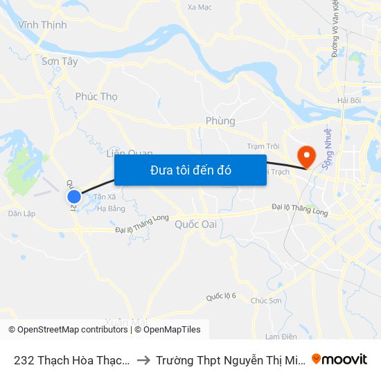 232 Thạch Hòa Thạch Thất to Trường Thpt Nguyễn Thị Minh Khai map