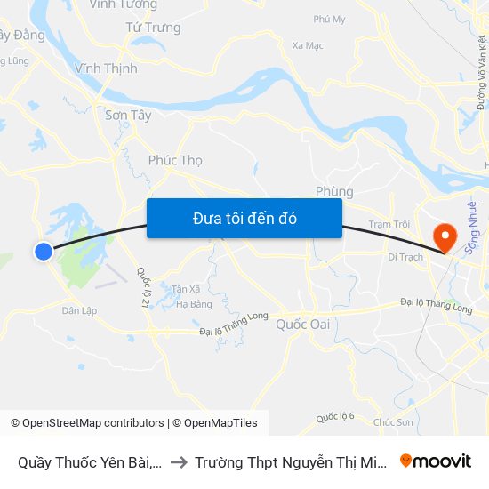 Quầy Thuốc Yên Bài, Đt87 to Trường Thpt Nguyễn Thị Minh Khai map