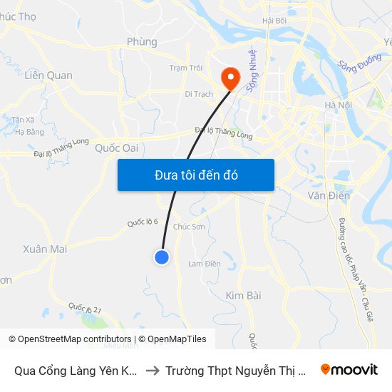 Qua Cổng Làng Yên Khê 50m to Trường Thpt Nguyễn Thị Minh Khai map