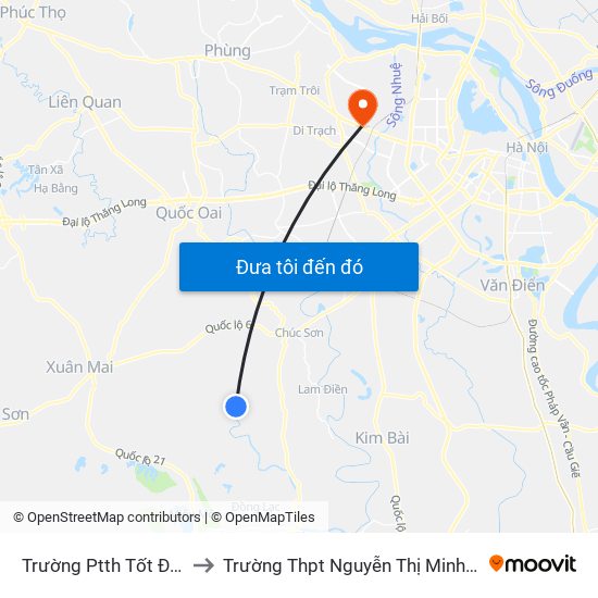 Trường Ptth Tốt Động to Trường Thpt Nguyễn Thị Minh Khai map