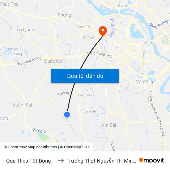 Qua Thcs Tốt Động 50m to Trường Thpt Nguyễn Thị Minh Khai map