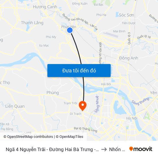 Ngã 4 Nguyễn Trãi - Đường Hai Bà Trưng - Phúc Yên to Nhổn City map