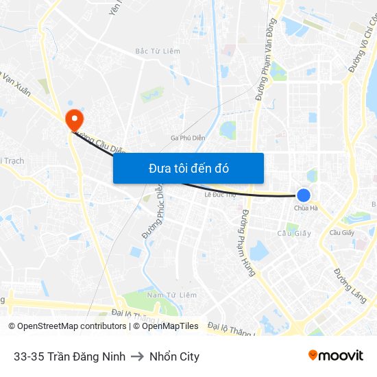 33-35 Trần Đăng Ninh to Nhổn City map
