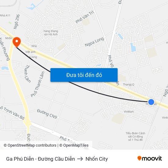 Ga Phú Diễn - Đường Cầu Diễn to Nhổn City map