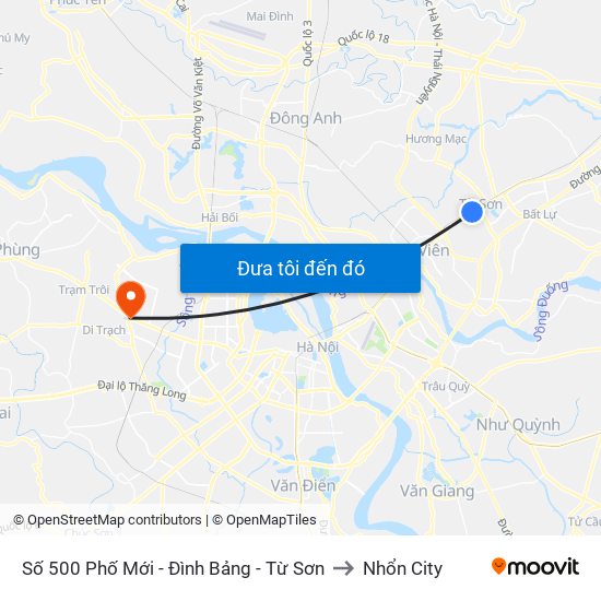 Số 500 Phố Mới - Đình Bảng - Từ Sơn to Nhổn City map