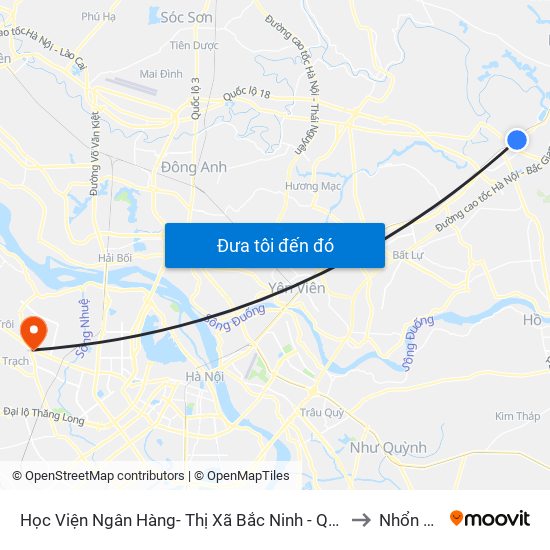 Học Viện Ngân Hàng- Thị Xã Bắc Ninh - Quốc Lộ 1 to Nhổn City map