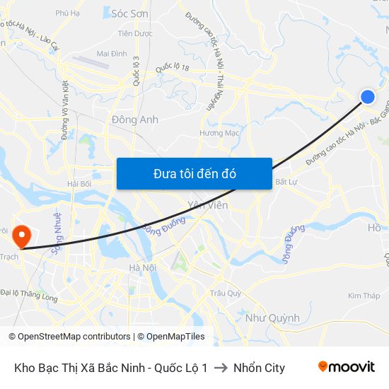 Kho Bạc Thị Xã Bắc Ninh - Quốc Lộ 1 to Nhổn City map