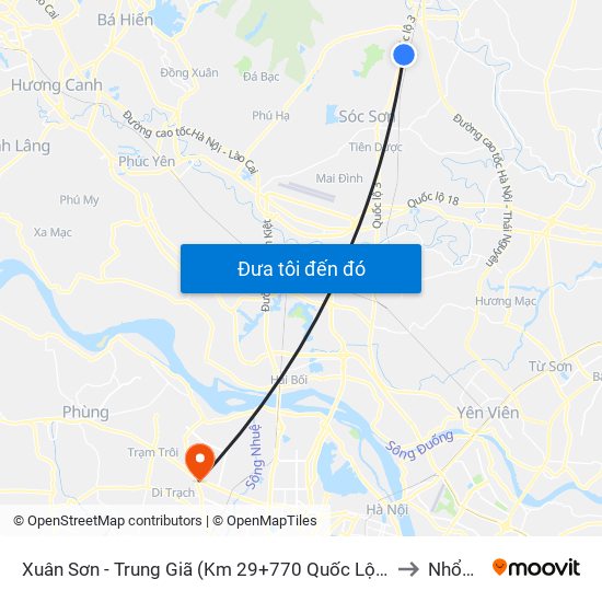 Xuân Sơn - Trung Giã (Km 29+770 Quốc Lộ 3) Cột Điện Hk3/20c to Nhổn City map