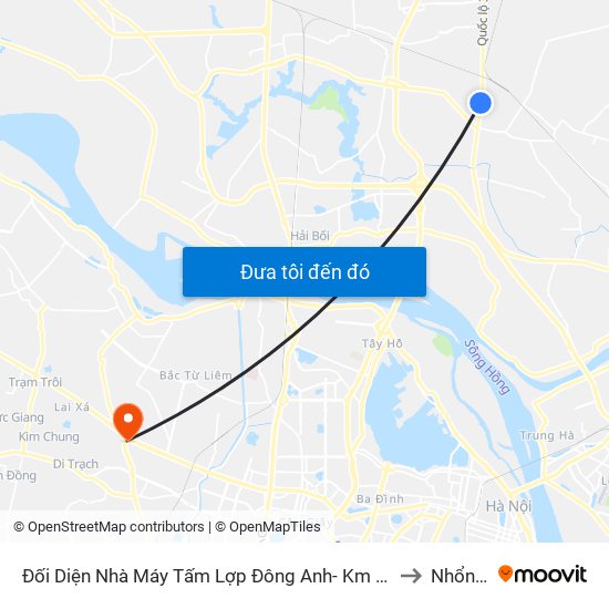 Đối Diện Nhà Máy Tấm Lợp Đông Anh- Km 12+700 Quốc Lộ 3 to Nhổn City map