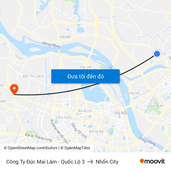 Công Ty Đúc Mai Lâm - Quốc Lộ 3 to Nhổn City map