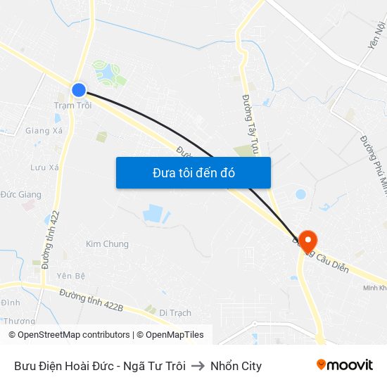 Bưu Điện Hoài Đức - Quốc Lộ 32 to Nhổn City map