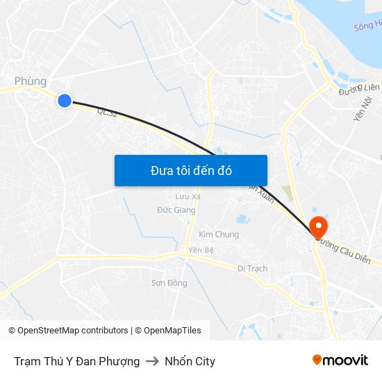 Trạm Thú Y Đan Phượng to Nhổn City map