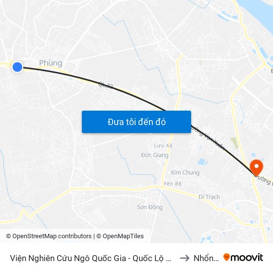 Viện Nghiên Cứu Ngô Quốc Gia - Quốc Lộ 32 (Cọc Tiêu H2/22) to Nhổn City map