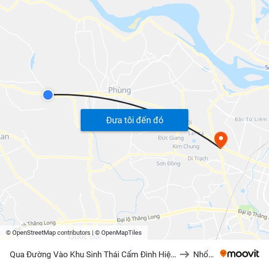 Qua Đường Vào Khu Sinh Thái Cẩm Đình Hiệp Thuận 100n - Quốc Lộ 32 to Nhổn City map