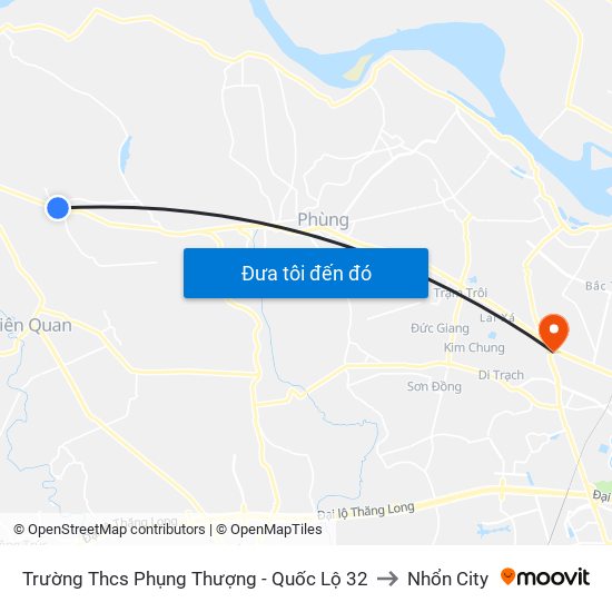 Trường Thcs Phụng Thượng - Quốc Lộ 32 to Nhổn City map