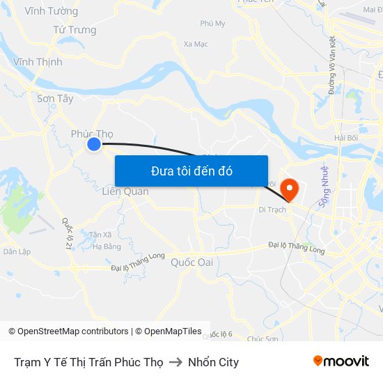 Trạm Y Tế Thị Trấn Phúc Thọ to Nhổn City map