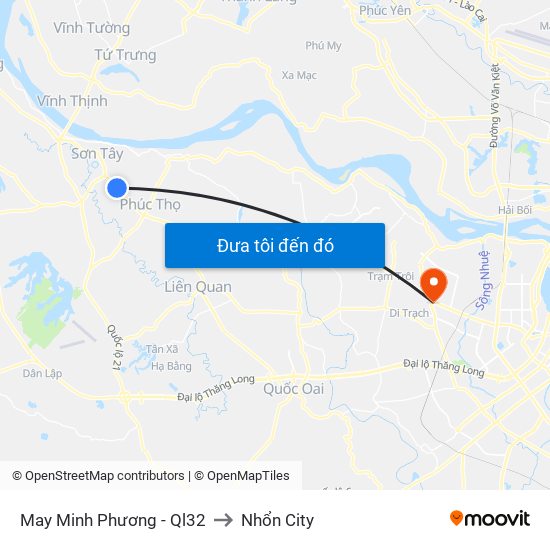 May Minh Phương - Ql32 to Nhổn City map
