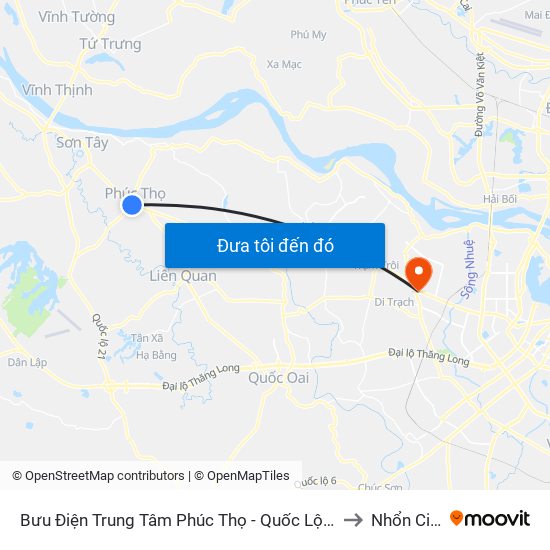 Bưu Điện Trung Tâm Phúc Thọ - Quốc Lộ 32 to Nhổn City map