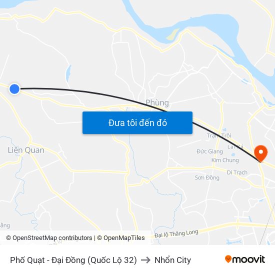 Phố Quạt - Đại Đồng (Quốc Lộ 32) to Nhổn City map