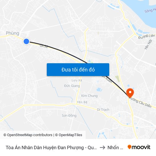 Tòa Án Nhân Dân Huyện Đan Phượng - Quốc Lộ 32 to Nhổn City map