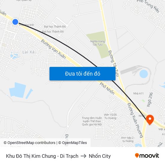 Khu Đô Thị Kim Chung - Di Trạch to Nhổn City map