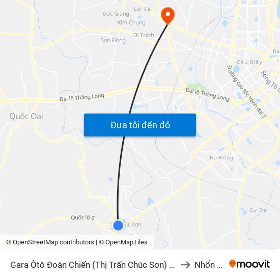 Gara Ôtô Đoàn Chiến (Thị Trấn Chúc Sơn) - Quốc Lộ 6 to Nhổn City map