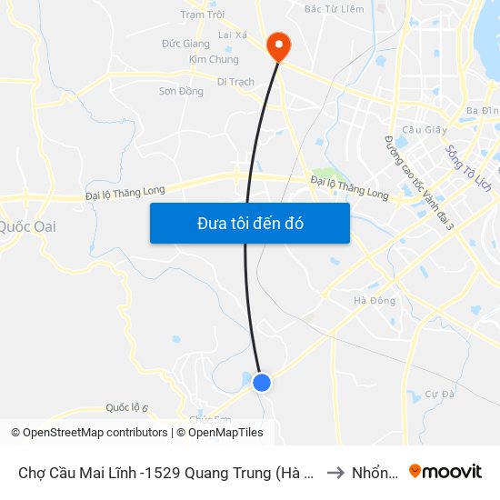 Chợ Cầu Mai Lĩnh -1529 Quang Trung (Hà Đông), Quốc Lộ 6 to Nhổn City map