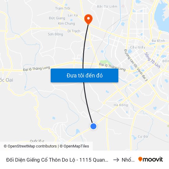 Đối Diện Giếng Cổ Thôn Do Lộ - 1115 Quang Trung (Hà Đông), Quốc Lộ 6 to Nhổn City map