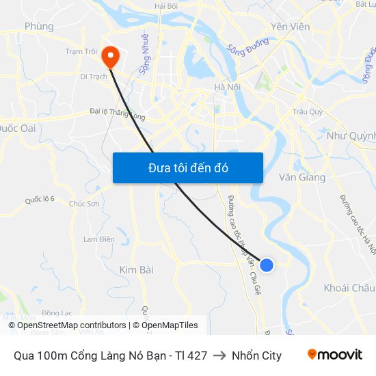 Qua 100m Cổng Làng Nỏ Bạn - Tl 427 to Nhổn City map