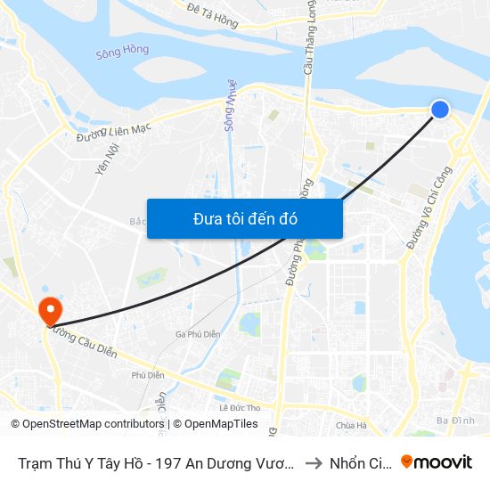 Trạm Thú Y Tây Hồ - 197 An Dương Vương to Nhổn City map