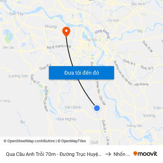 Qua Cầu Anh Trỗi 70m - Đường Trục Huyện Thao Chính to Nhổn City map